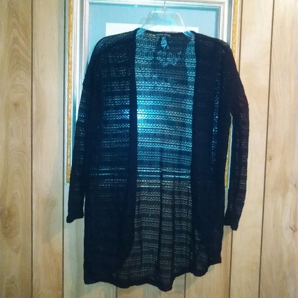 Kristin Nicole Black Open Knit Cardigan - Picture 3 of 4